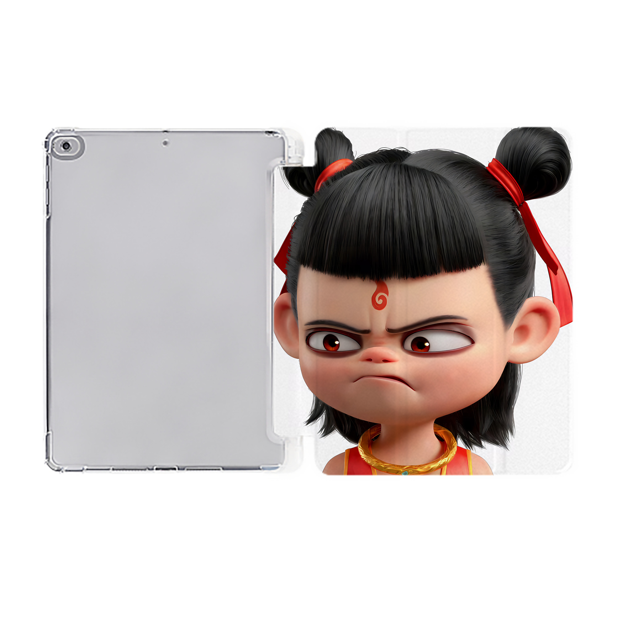 Ne Zha 2 ナタ 魔童の大暴れ IPad ケース ペン収納付き 三つ折りスタンド PUレザー×シリコン 対応機種9.5/10.5/10.9インチ